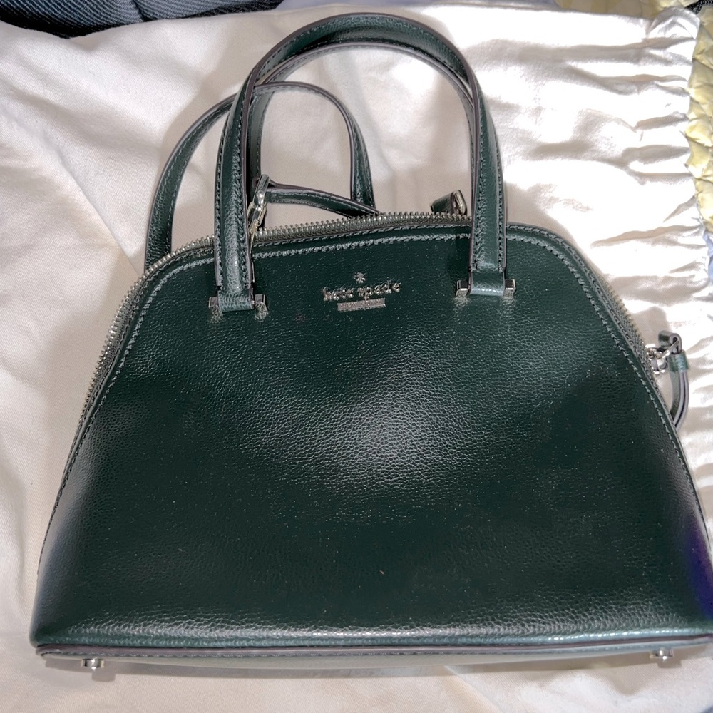 Kate Spade dark green satchel with gold hardware